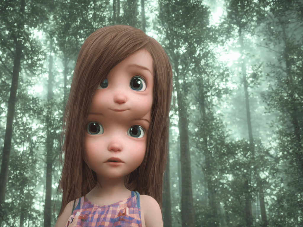 AI generated: Pixar style little girl, unreal engine, high definition, symmetrical face, volumetric lighting, dust...