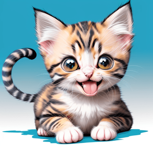 AI generated:  comic character illustration, a  a cute kitten,The kitten should have big, expressive eyes, a joyfu...