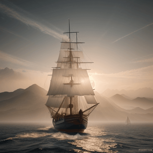 AI generated: Photo of a ultra realistic sailing ship, dramatic light, pale sunrise, cinematic lighting, battered,...