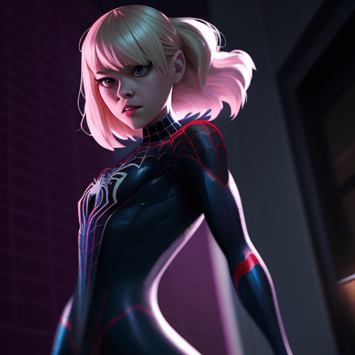 AI generated: Photo of Gwen Stacy from “Spider-Man: Across the Spider Verse, dramatic light, cinematic lighting, 4...