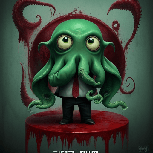 AI generated: crea cartel de pelicula estilo pixar. adorable  Cthulhu, the legendary creature, from universe of Lo...
