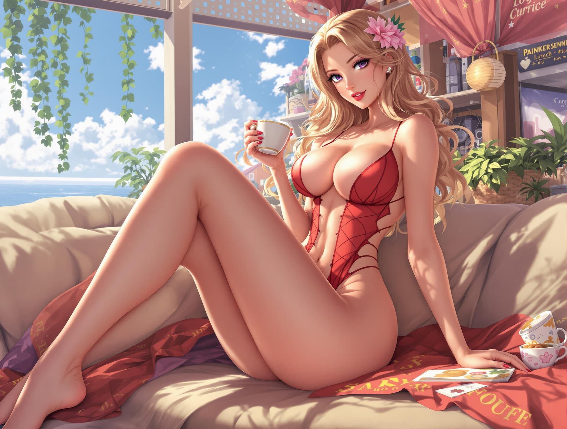 AI generated: *animated style*

Random styled hot anime milf girl. Super hot dress . Random environment. H Cup. Hu...