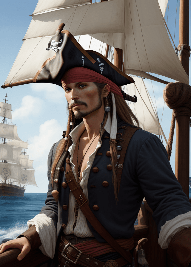 AI generated: Hyper-realistic pirate wearing a tricorn, 