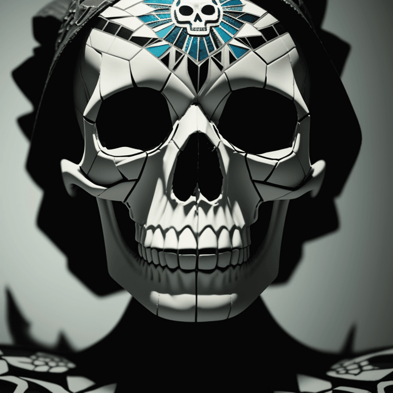 AI generated: Mosaic skull photographic cinematic