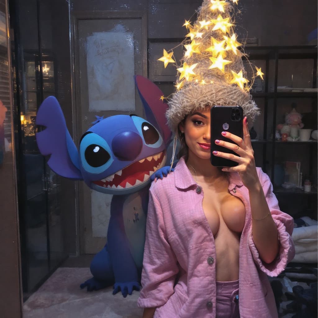 AI generated: Stitch,mirror selfie
