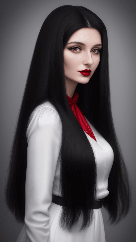 AI generated: arafed woman with long hair and red lipstick posing for a picture, ekaterina, profile image, red lip...