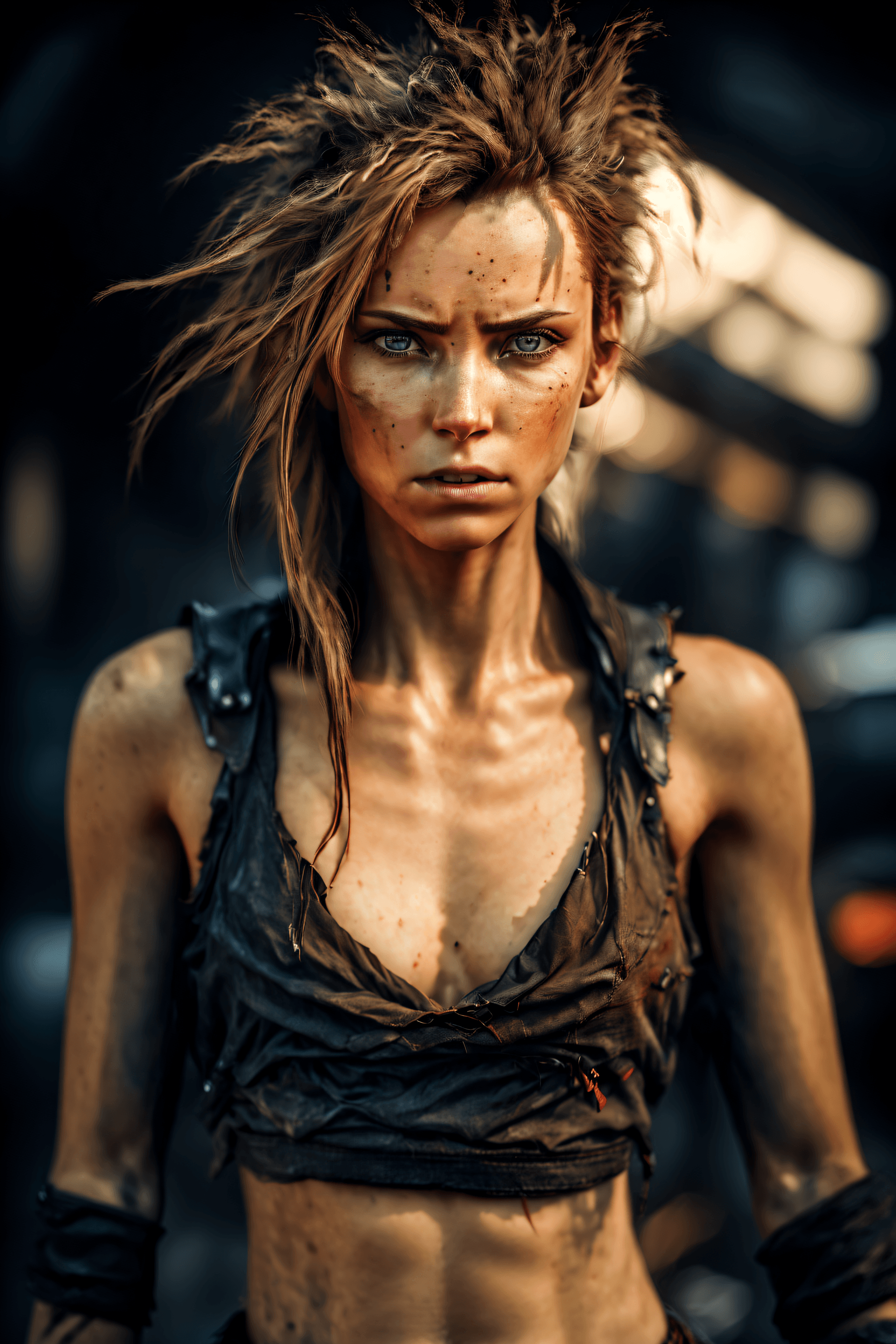 AI generated: A captivating portrait image of a skinny woman, flat breast, small breast, perfect pretty face, wear...