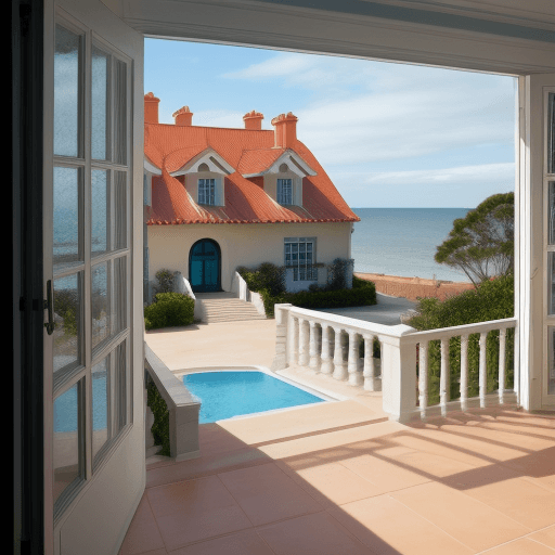 AI generated: big house with vie to the sea
