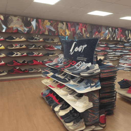 AI generated: New Year's sneakers store in village style with hay