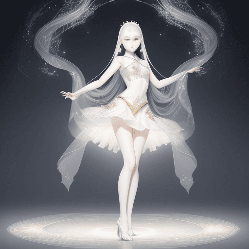 AI generated: a gorgeous girl with delicate features,full body,sliver big eyes,pale white skin,Gauze skirt, slende...