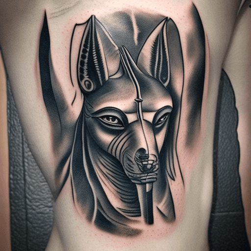 AI generated: anubis, tattoo
