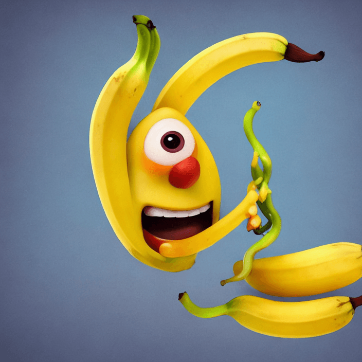 AI generated: A Happy cartoon banana fruit, Pixar Style, perfect composition, 8k artistic photography, photorealis...