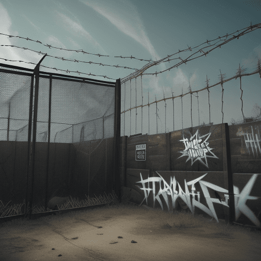 AI generated: A rustic sharp fence with Barb wire wrapped around around it. Holding planet Earth prisoner, Also, w...