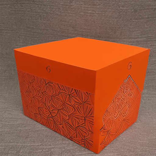 AI generated: This is a cubic product packaging box, which is orange in color. The box has orange patterns on both...