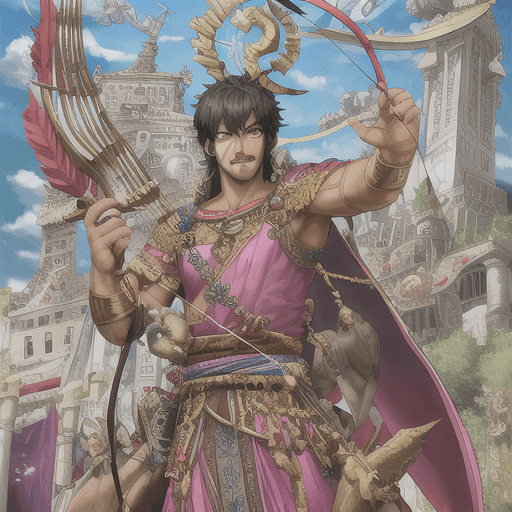 AI generated: adipurush, telugu actor prabhas, hindu, shri ram, god, bow and arrow in hand.