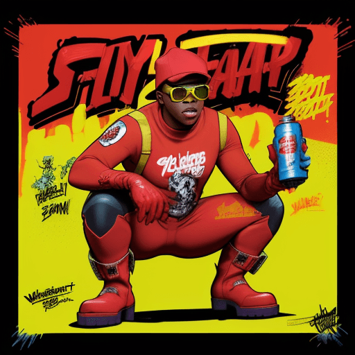 AI generated: JOHN BOYEGA IN A RED SPANDEX SUIT, WITH YELLOW GLOVES AND BOOTS , SUNGLASSES AND RED BACKWARDS CAP H...
