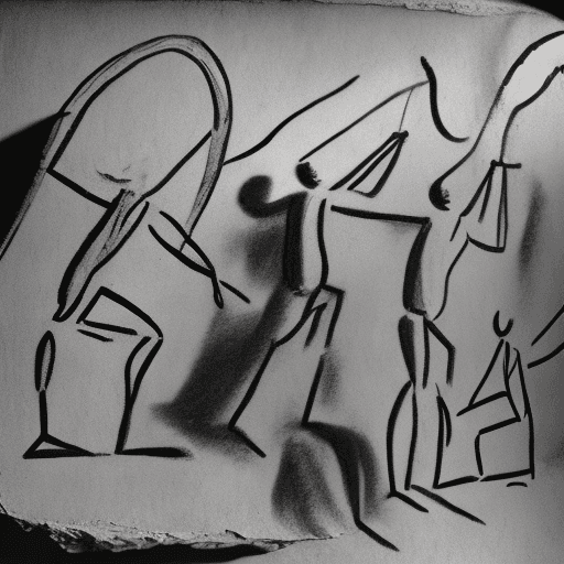 AI generated: create a
cave painting like cartoonish charcoal image of a stick figure lifting weights