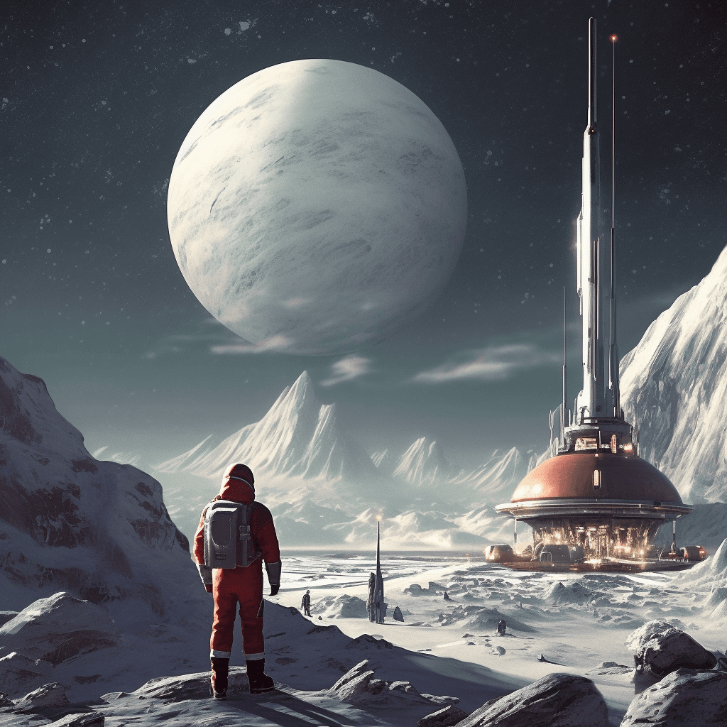 AI generated: first landing on europa moon