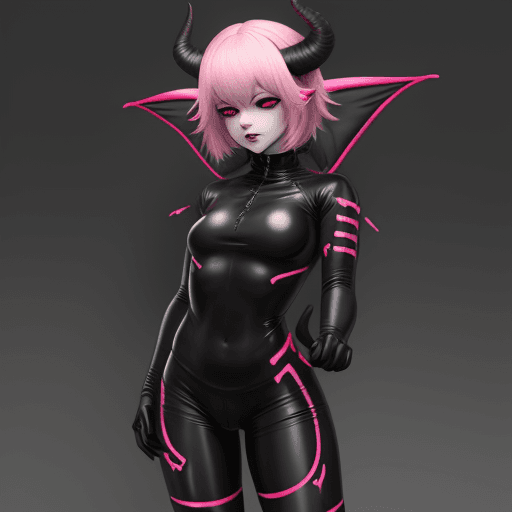 AI generated: demon femboy in lewd techwear clothing
