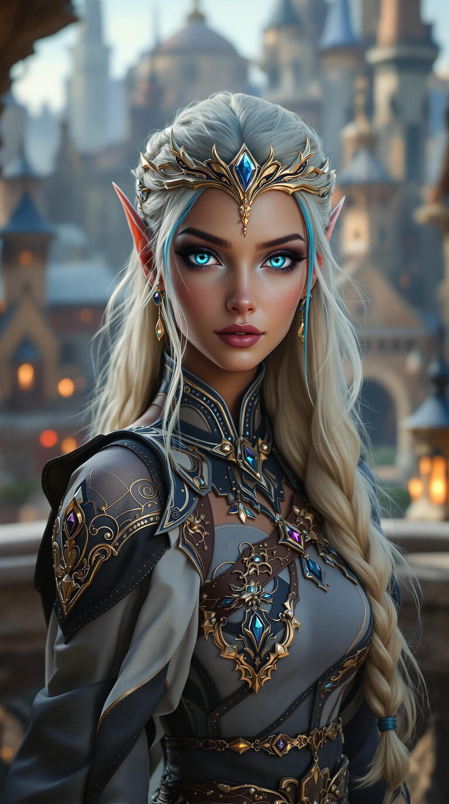 AI generated: a professional photo of a exceptionally of the most beautiful blood elf old princess girl in the wor...