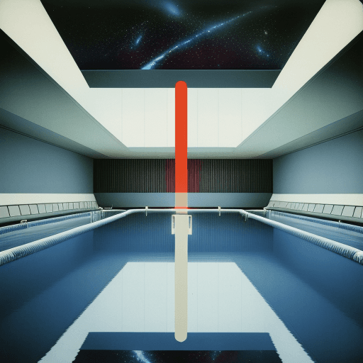 AI generated: In the style of el lissitzky, Bauhaus art, epic swimming pool, futuristic, geometric forms, light be...