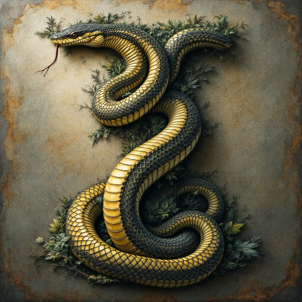 AI generated: Realistic snake in a I letter Shape
