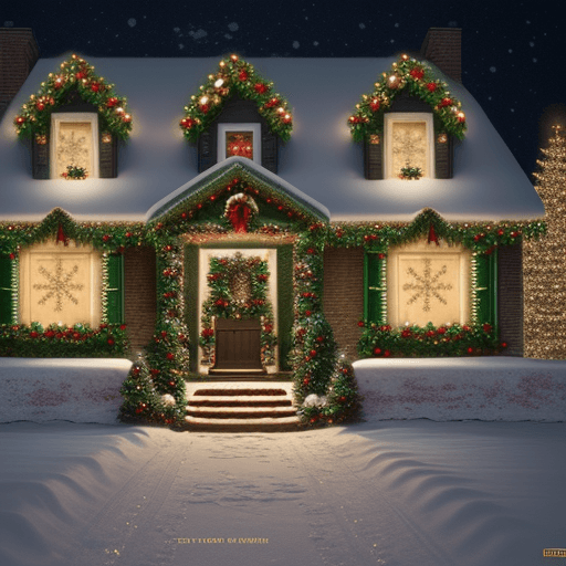 AI generated: 
Christmas decorated house, cinematic wallpaper HD quality