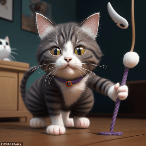 AI generated: A Pixar 3D render of a knitting cat reminiscent of the animation in "Finding Nemo." The cat's facial...