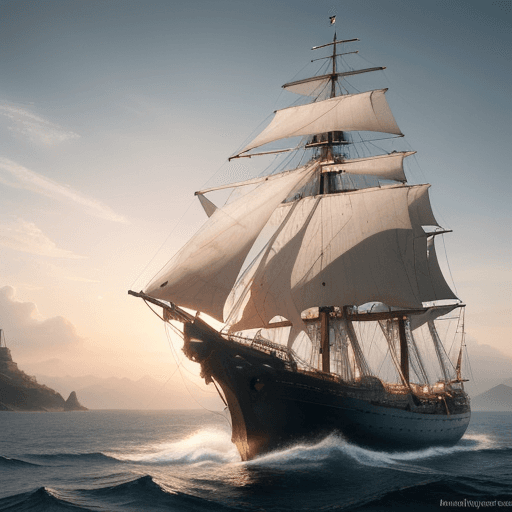 AI generated: Photo of a ultra realistic sailing ship, dramatic light, pale sunrise, cinematic lighting, battered,...