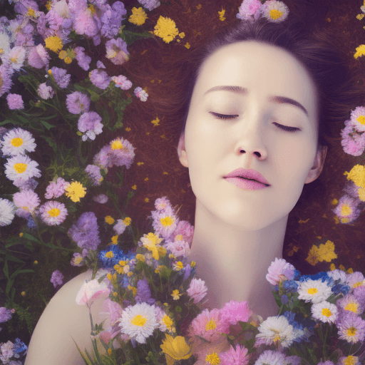 AI generated: A tiny flower shop with an illuminated sign with beautiful colors and flowers named Floreria Myra Ro...