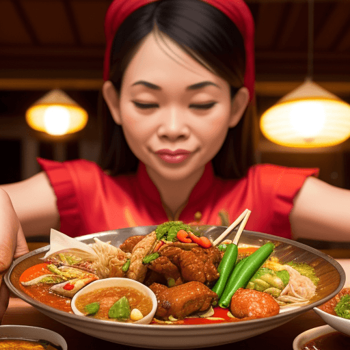 AI generated: Beautiful Thai meal in front of so hungry woman