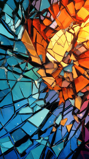AI generated: Low Angle Shot, shattered window, delicate touch, Cubist Paint, fragmented Shade, art by Mike Grell,...
