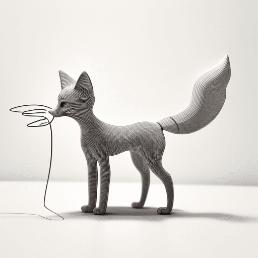 AI generated: A graceful and 3D minimalist wire sculpture of a cat in a squiggly line drawing style, utilizing onl...