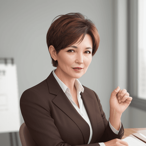 AI generated: ShortShort cropped brown hair Enterprising and passionate CEO
Age: 50s