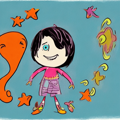 AI generated: Lily, a perpetually happy and optimistic cartoon girl who spreads joy wherever 