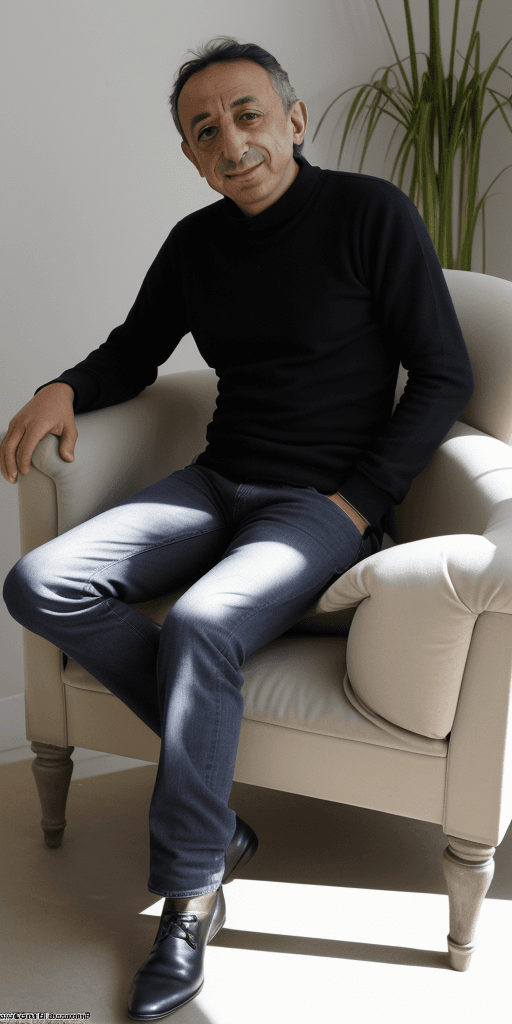 AI generated: Photo d'Eric Zemmour assis sur une chaise. 
