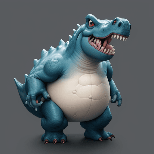 AI generated: Squishmallow dino danny realistic monster.