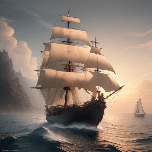 AI generated: Photo of a ultra realistic sailing ship, dramatic light, pale sunrise, cinematic lighting, battered,...