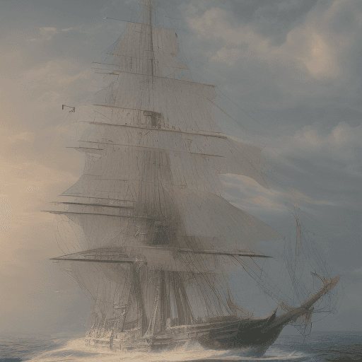 AI generated: Photo of a ultra realistic sailing ship, dramatic light, pale sunrise, cinematic lighting, battered,...