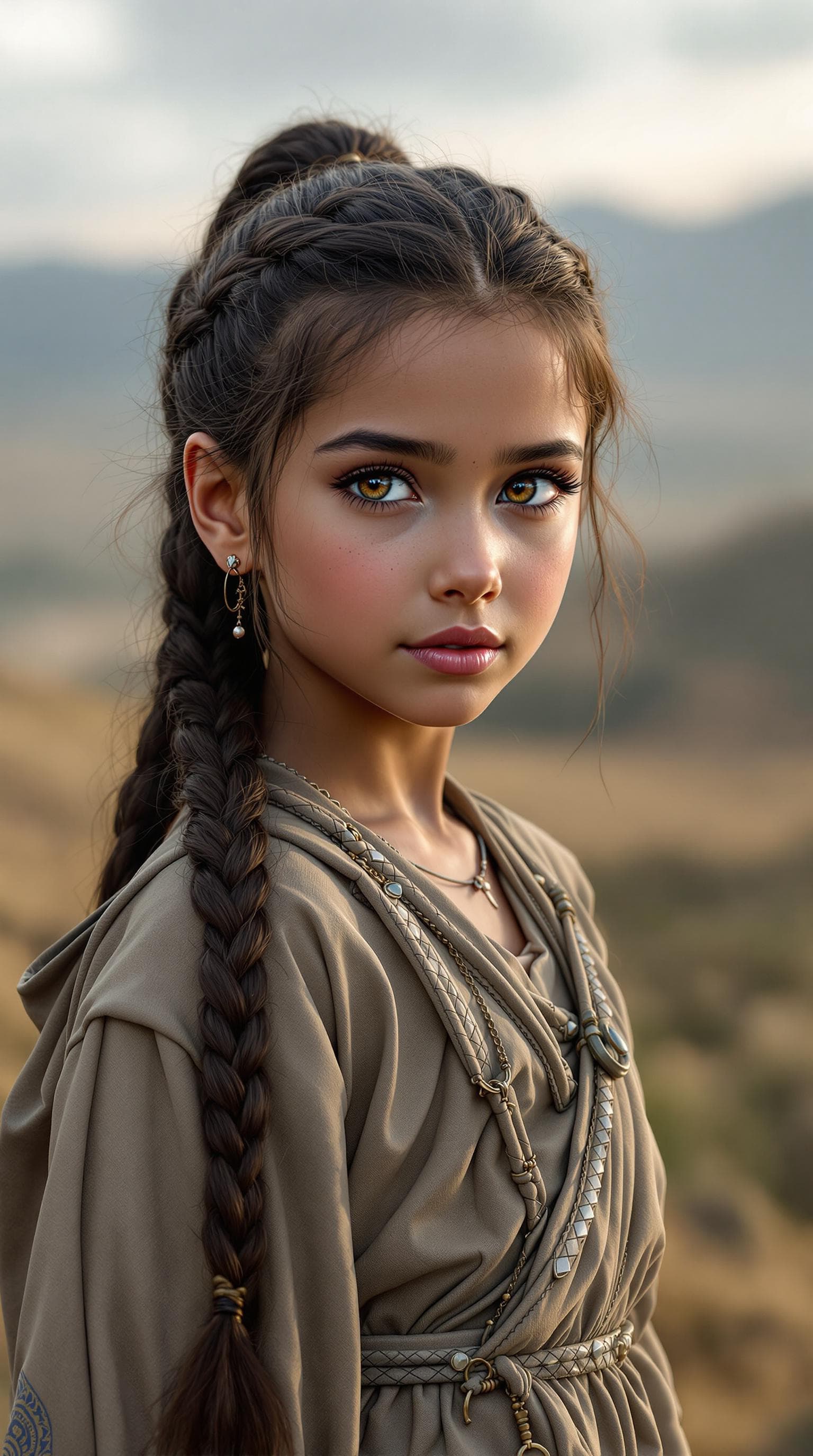 AI generated: a professional photo of a exceptionally beautiful girl in the world (age 7), (seven year old),  Egyp...