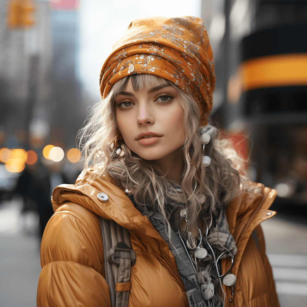AI generated: street style photo portrait of the young instagram model, sparklecore, appropriation artist, clear e...