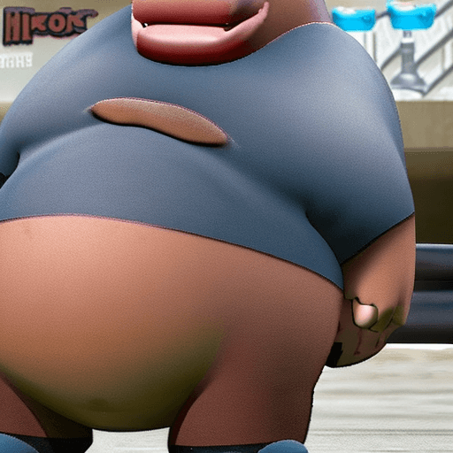 AI generated: Big fat Hippo hunk