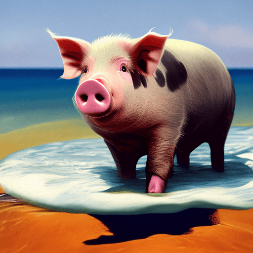 AI generated: a pig swimming in the sea,raw