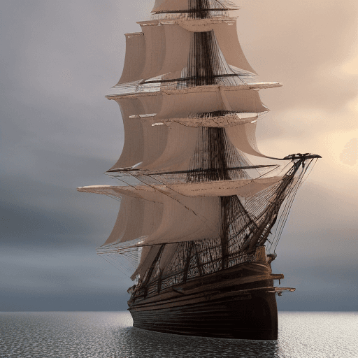 AI generated: Photo of a ultra realistic sailing ship, dramatic light, pale sunrise, cinematic lighting, battered,...