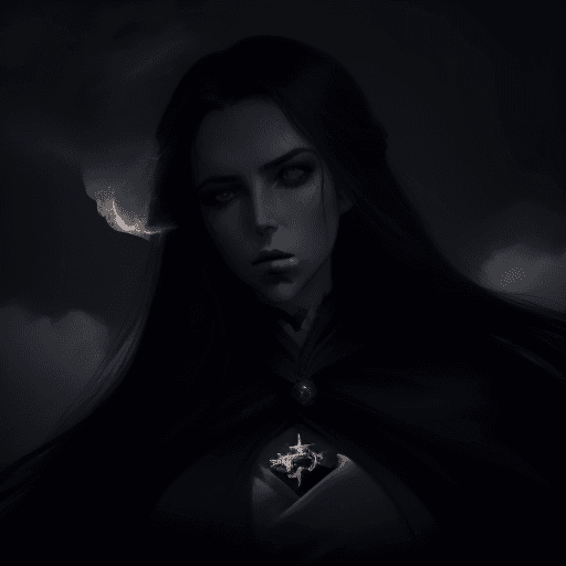 AI generated: (character of video game 1:3)::2 royal, darkness, long windblown hair and cloth, Magic the gathering...