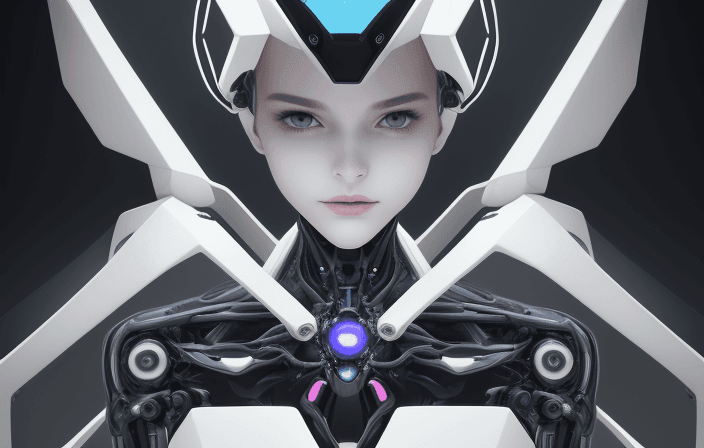AI generated: In this captivating photograph, a unique symbiosis unfolds between human and technology. One half of...