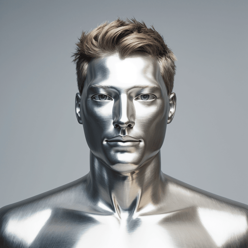AI generated: Portrait of a Brushed Steel man made of Brushed Steel