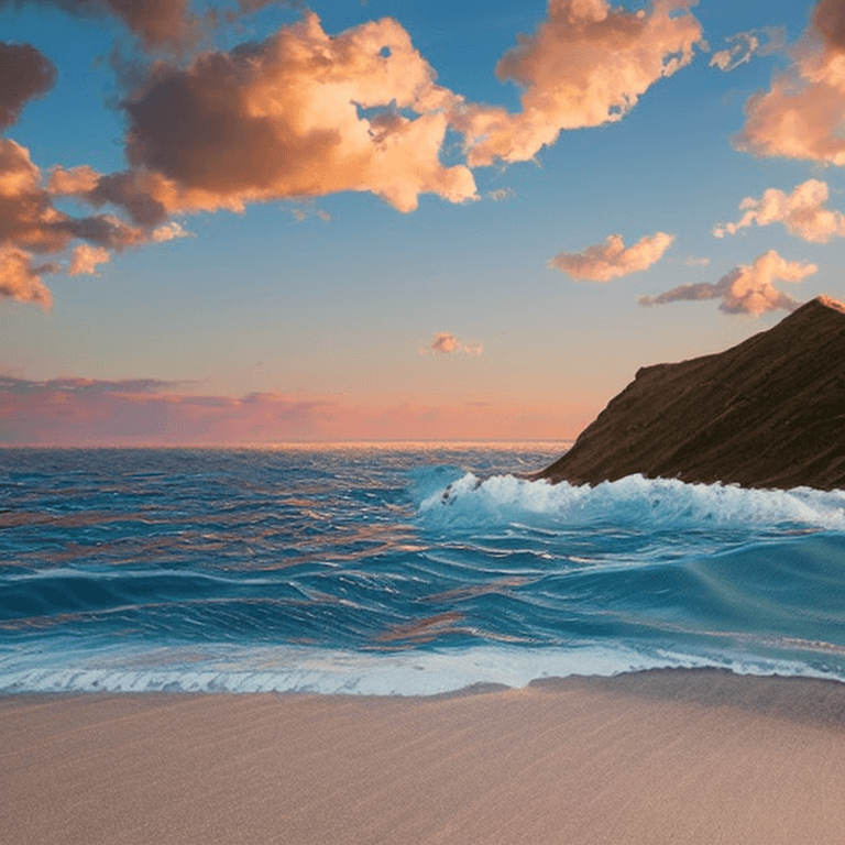 AI generated: oil on canvas,
soaring sky, clouds above a beach below,
beautiful setting, evening, forego
unreal en...