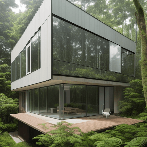 AI generated: architectural photography, wide shot of a modern houses and its interaction with the surrounding env...