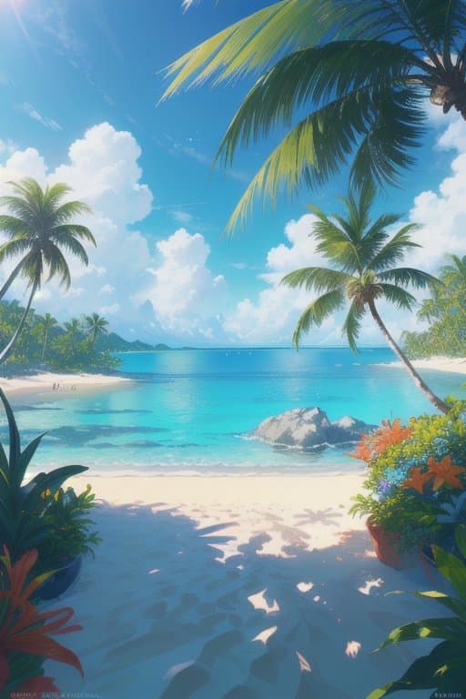 AI generated: style of (hoppagames:1. 0), (Award-winning landscape), (Stunning tropical paradise), (Turquoise wate...